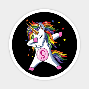 Dabbing Unicorn 9th Birthday Magnet